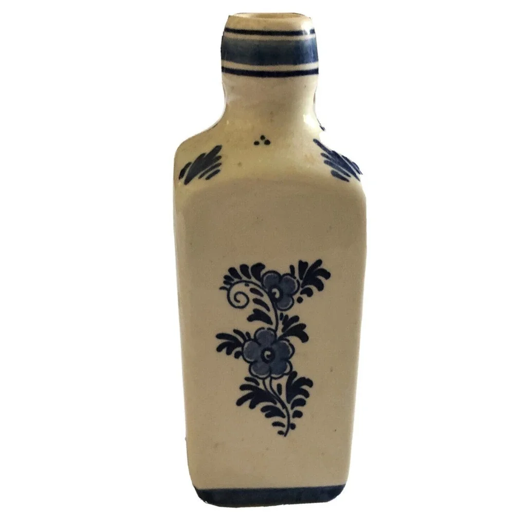 Vintage Delft Holland Porcelain Spirit Bottle 5.25